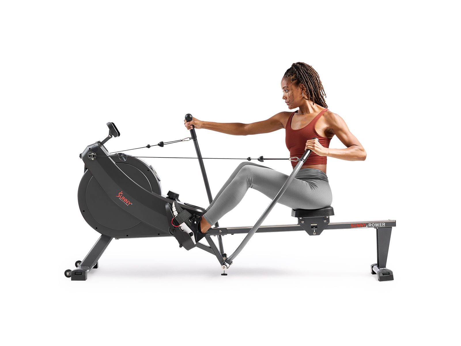 Sunny Health & Fitness SMART Magnetic Rowing Machine,  Full Motion Handlebars & Extended 51” Rail