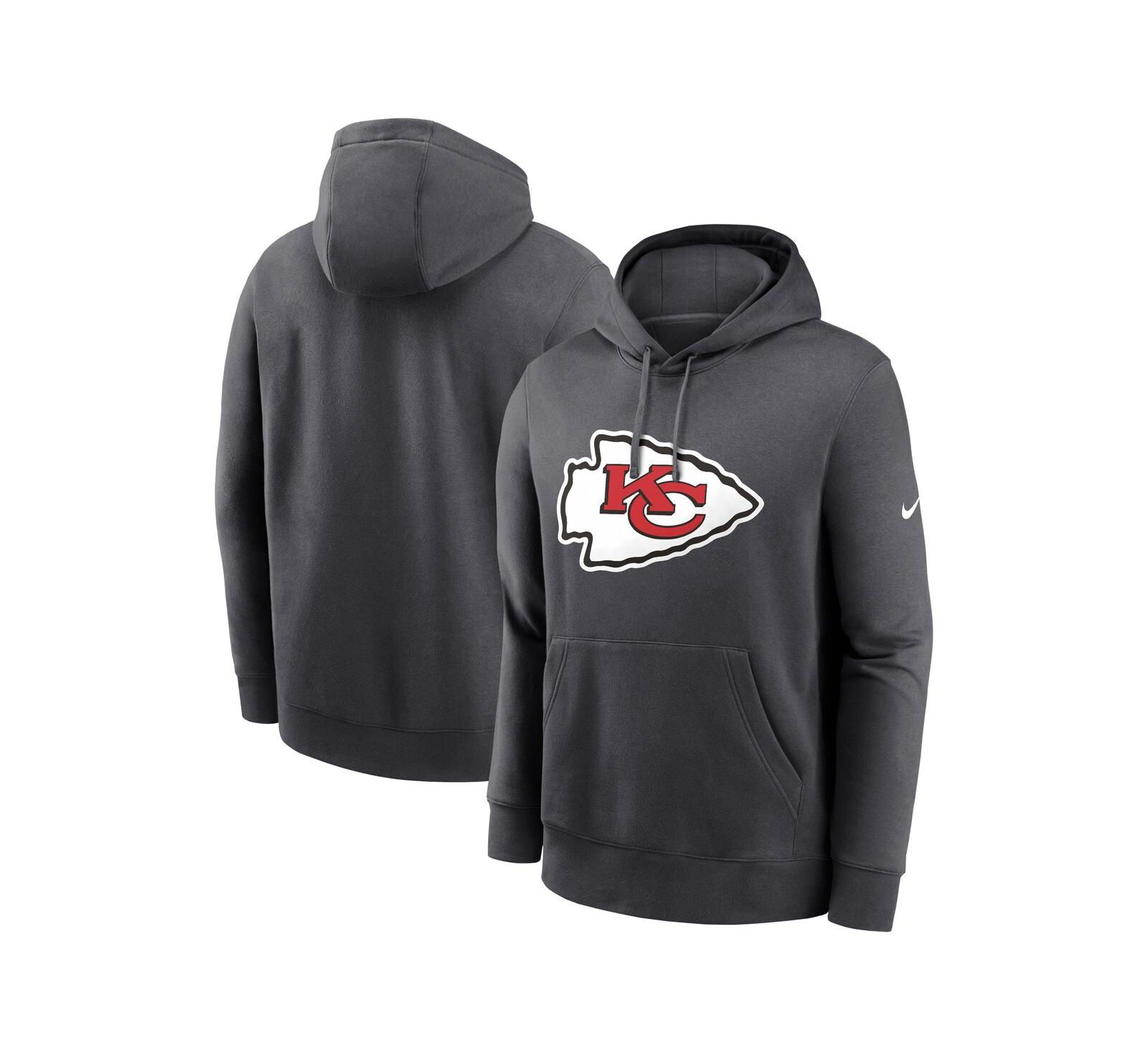 Nike Men's Anthracite Kansas City Chiefs Club Logo Pullover Hoodie