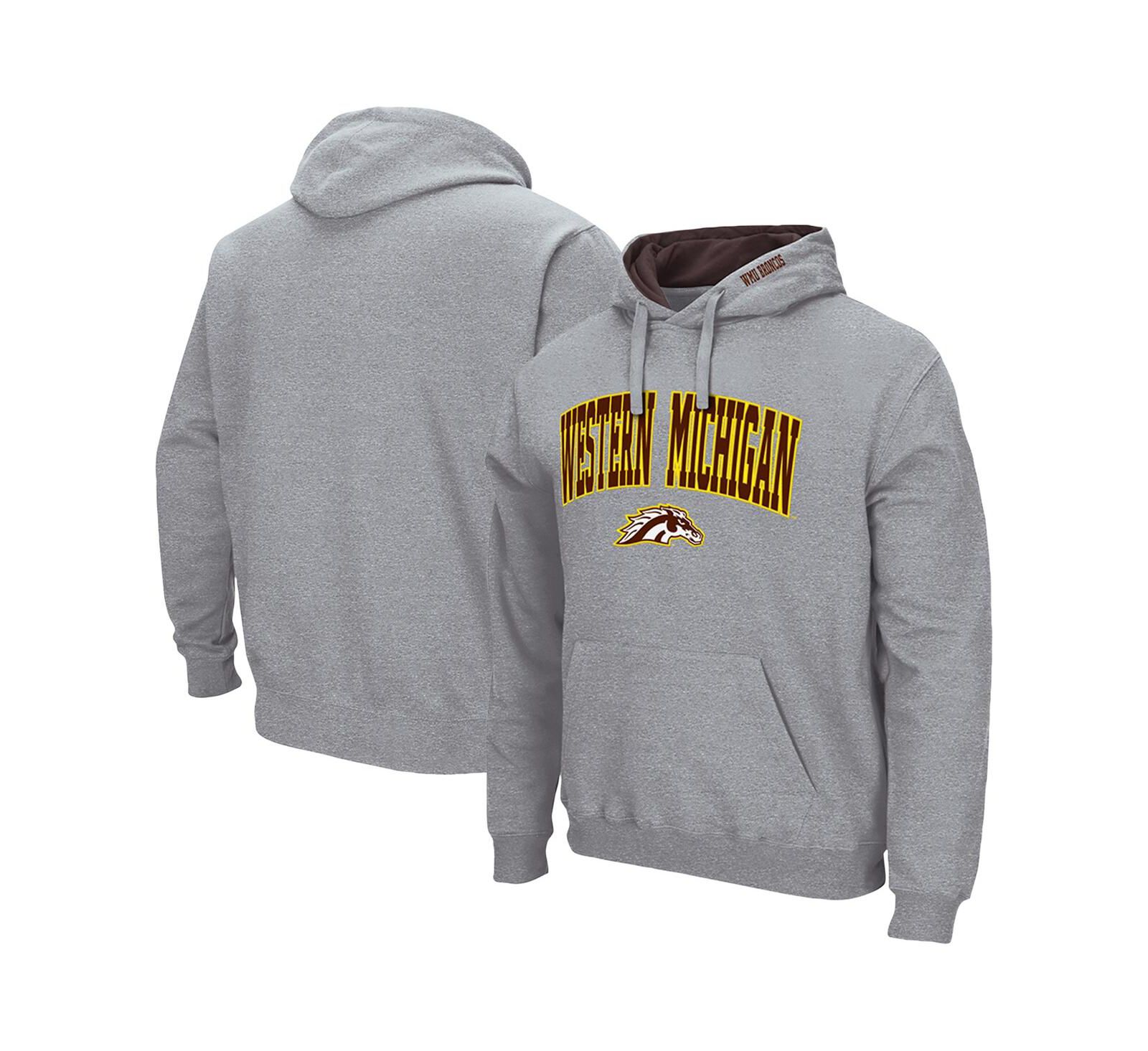 Colosseum Мужское худи с логотипом Western Michigan Broncos Arch 3.0, цвет Heather Gray