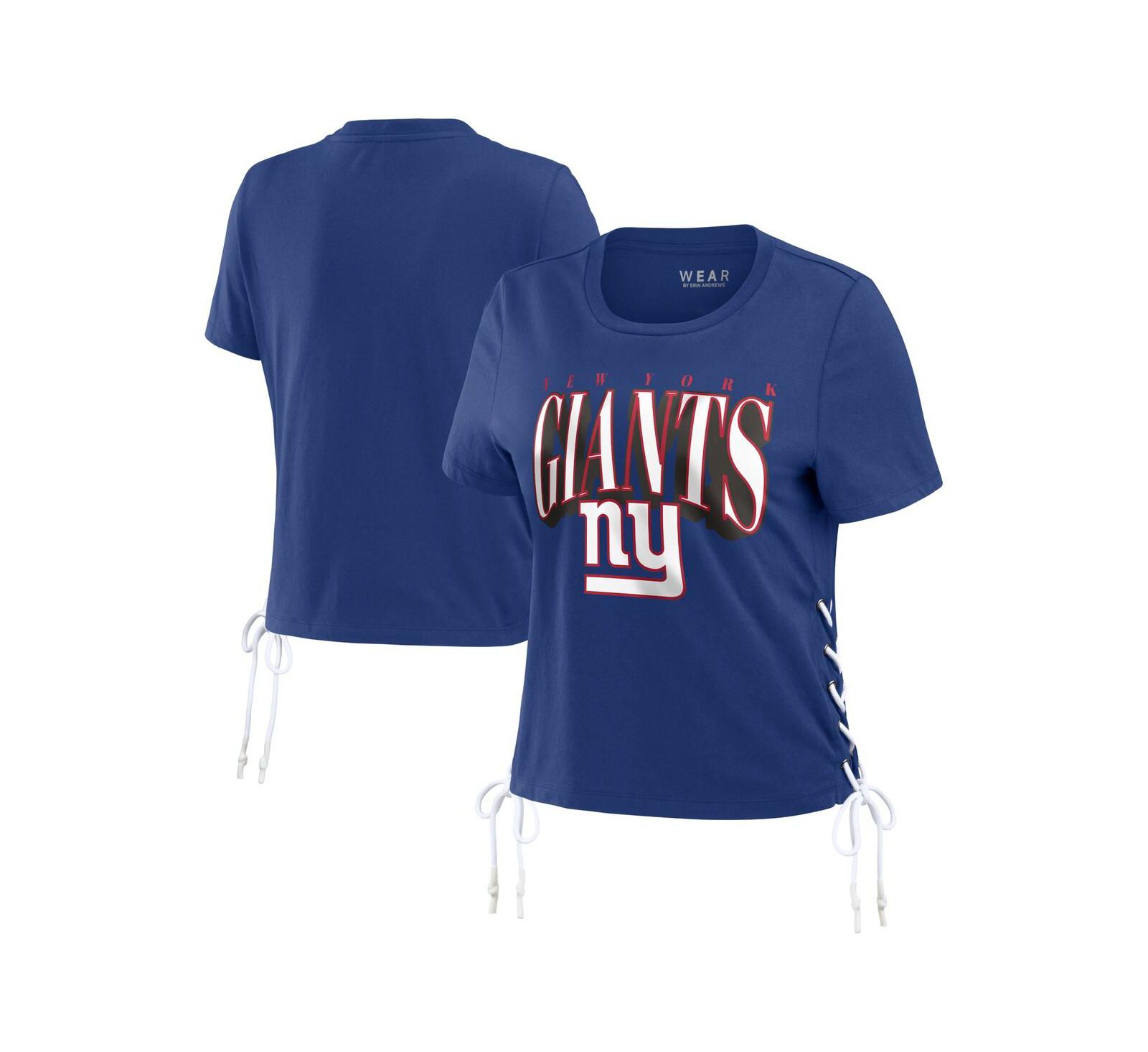 WEAR by Erin Andrews Женская укороченная футболка с завязками по бокам, Royal New York Giants