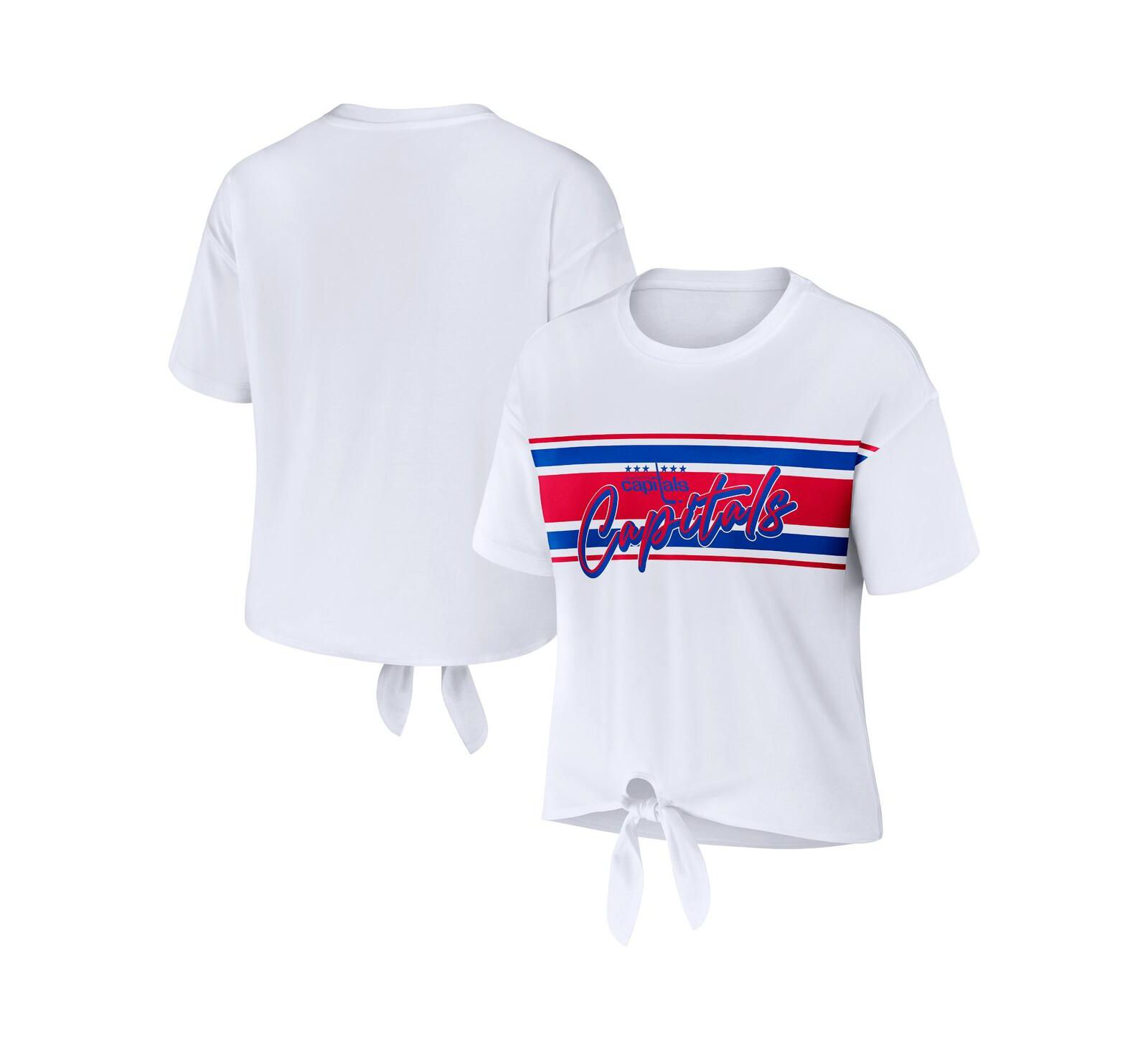 Женская футболка WEAR by Erin Andrews White Washington Capitals Front Knot T-Shirt