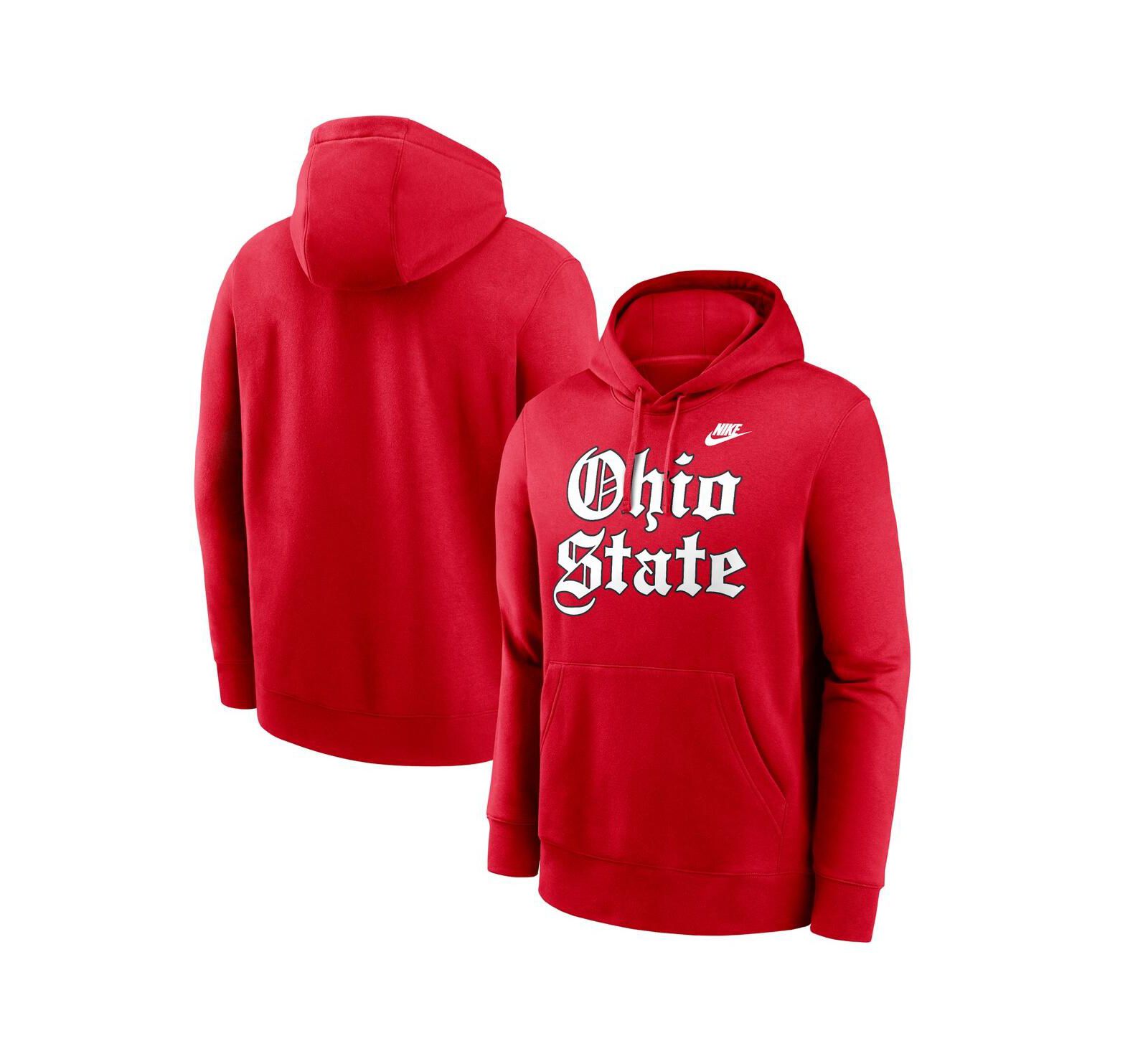 Мужская худи Nike Scarlet Ohio State Buckeyes Old English Fleece Pullover