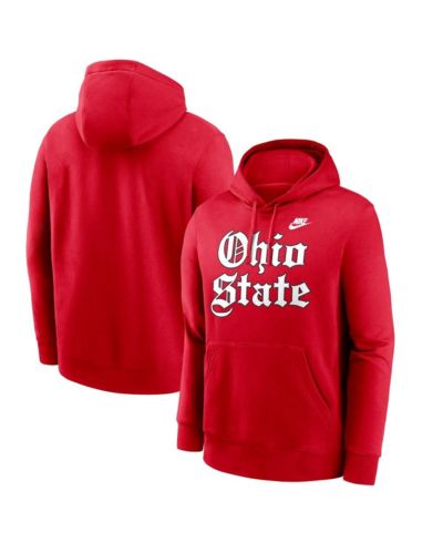 Мужская худи Nike Scarlet Ohio State Buckeyes Old English Fleece Pullover
