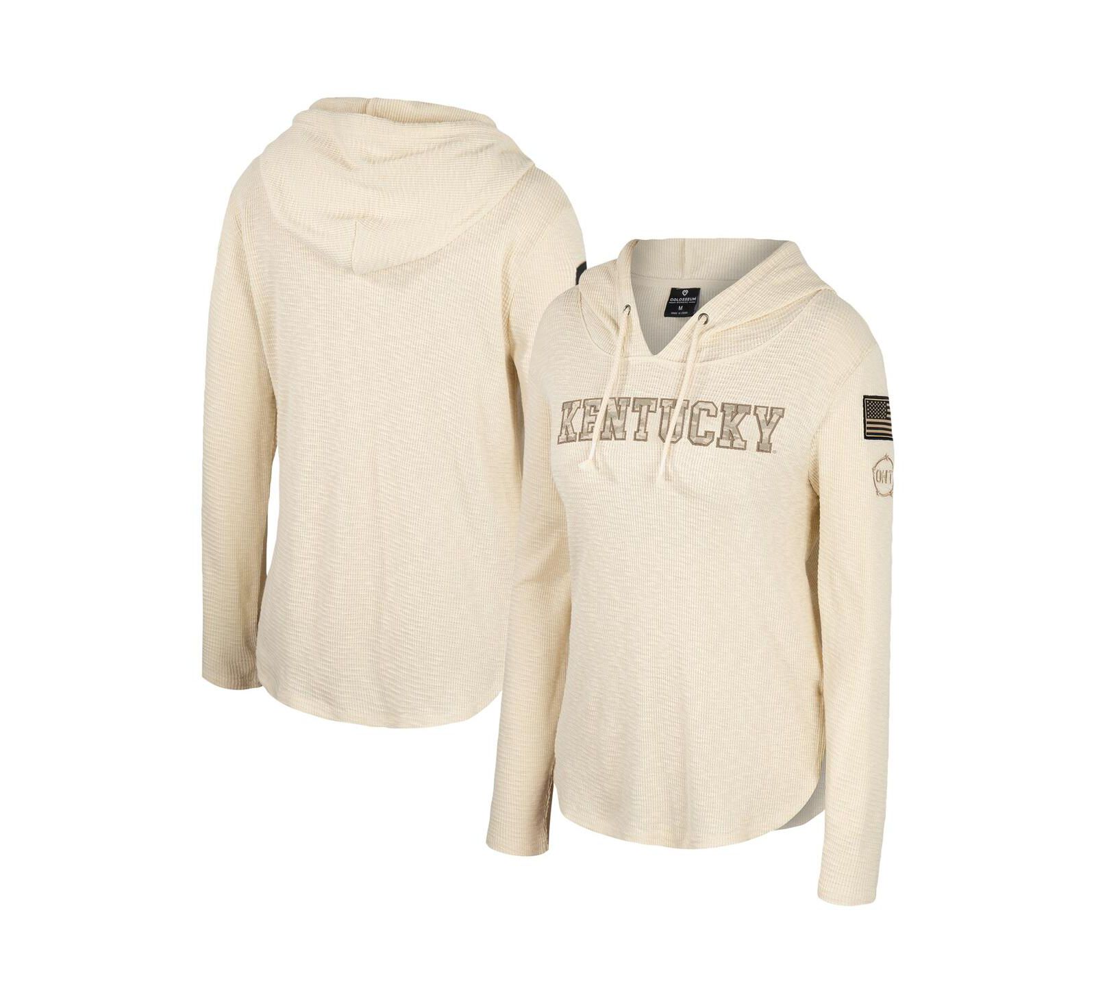 Colosseum Women's Cream Kentucky Wildcats OHT Military Appreciation Casey Raglan Long Sleeve Hoodie T-Shirt