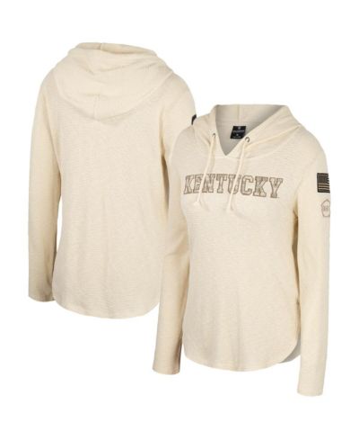 Colosseum Women's Cream Kentucky Wildcats OHT Military Appreciation Casey Raglan Long Sleeve Hoodie T-Shirt