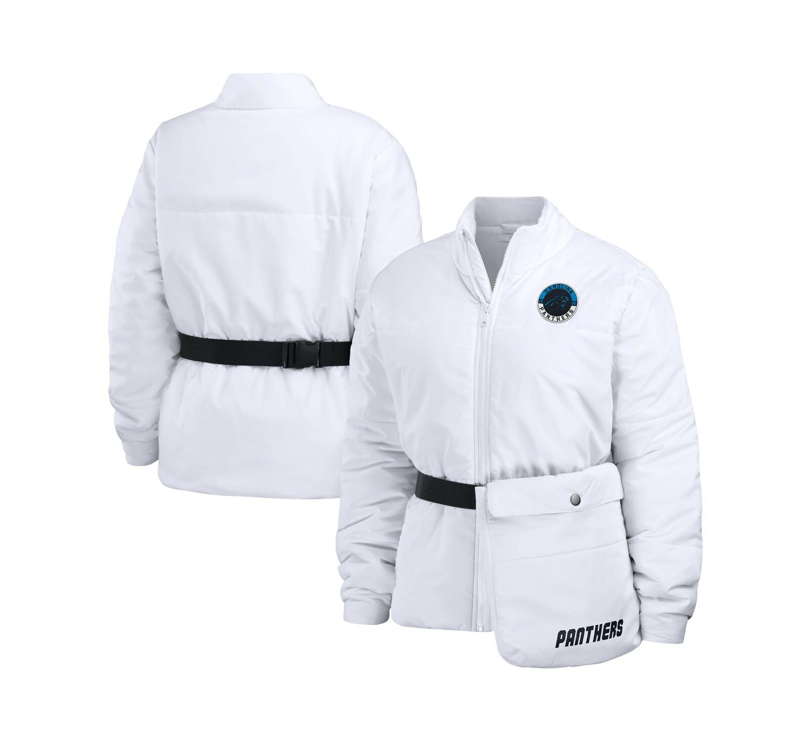 WEAR by Erin Andrews Women's White Carolina Panthers Packaway Full-Zip Puffer Jacket