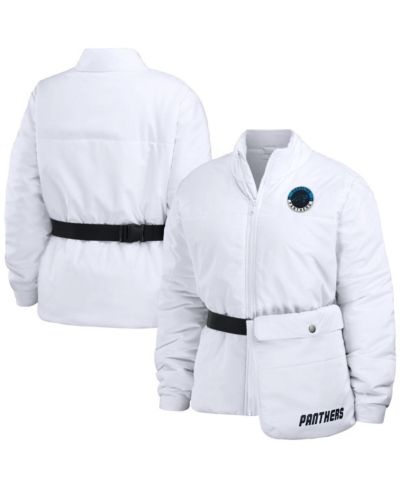 WEAR by Erin Andrews Women's White Carolina Panthers Packaway Full-Zip Puffer Jacket