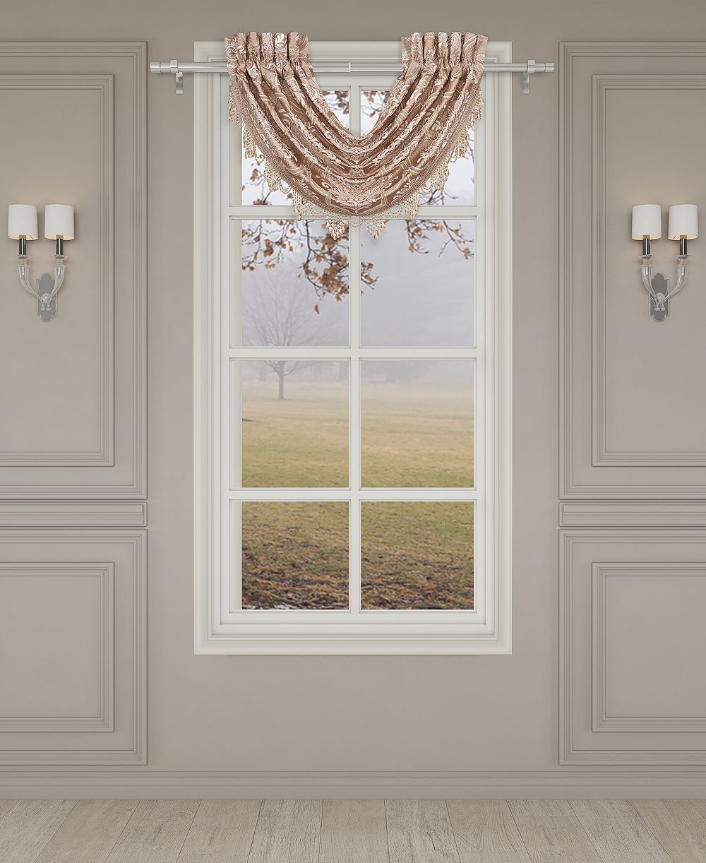 J Queen New York Rosewater Window Waterfall Valance, 33" x 43"