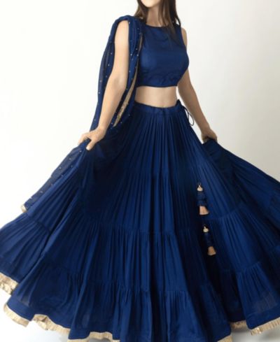 Женский комплект Lehenga Choli от RAAS королевского синего цвета с золотой отделкой