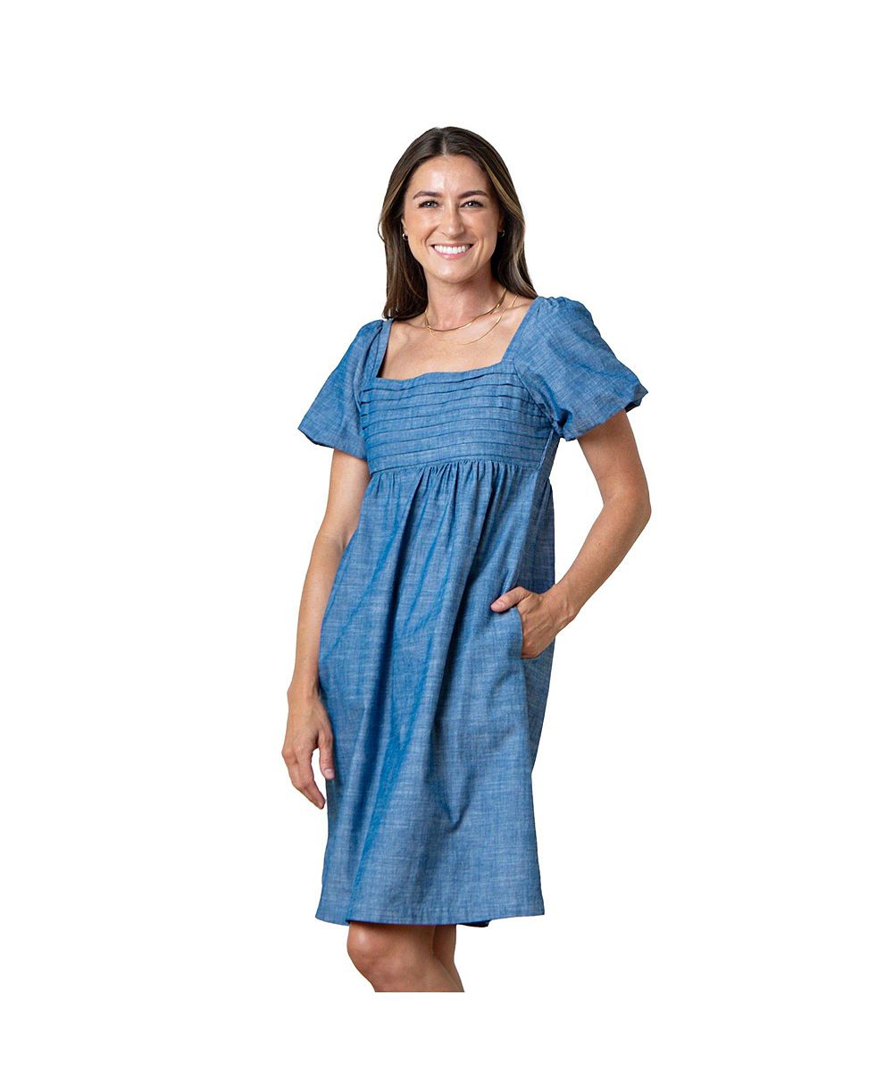 Hope & Henry Женский Organic Ruched Bodice Chambray Платье