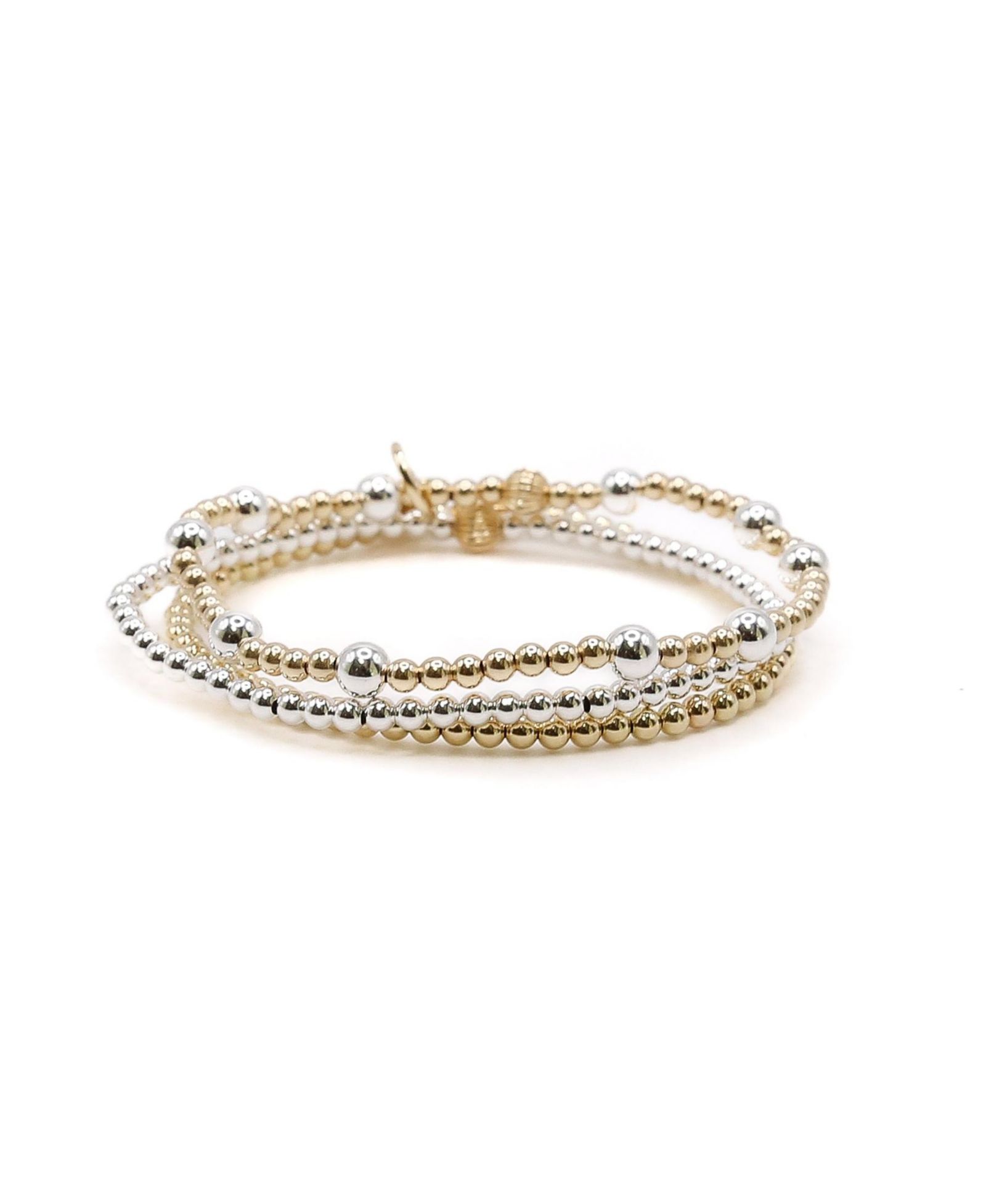 Filled Ball and Sterling Bracelet Stack