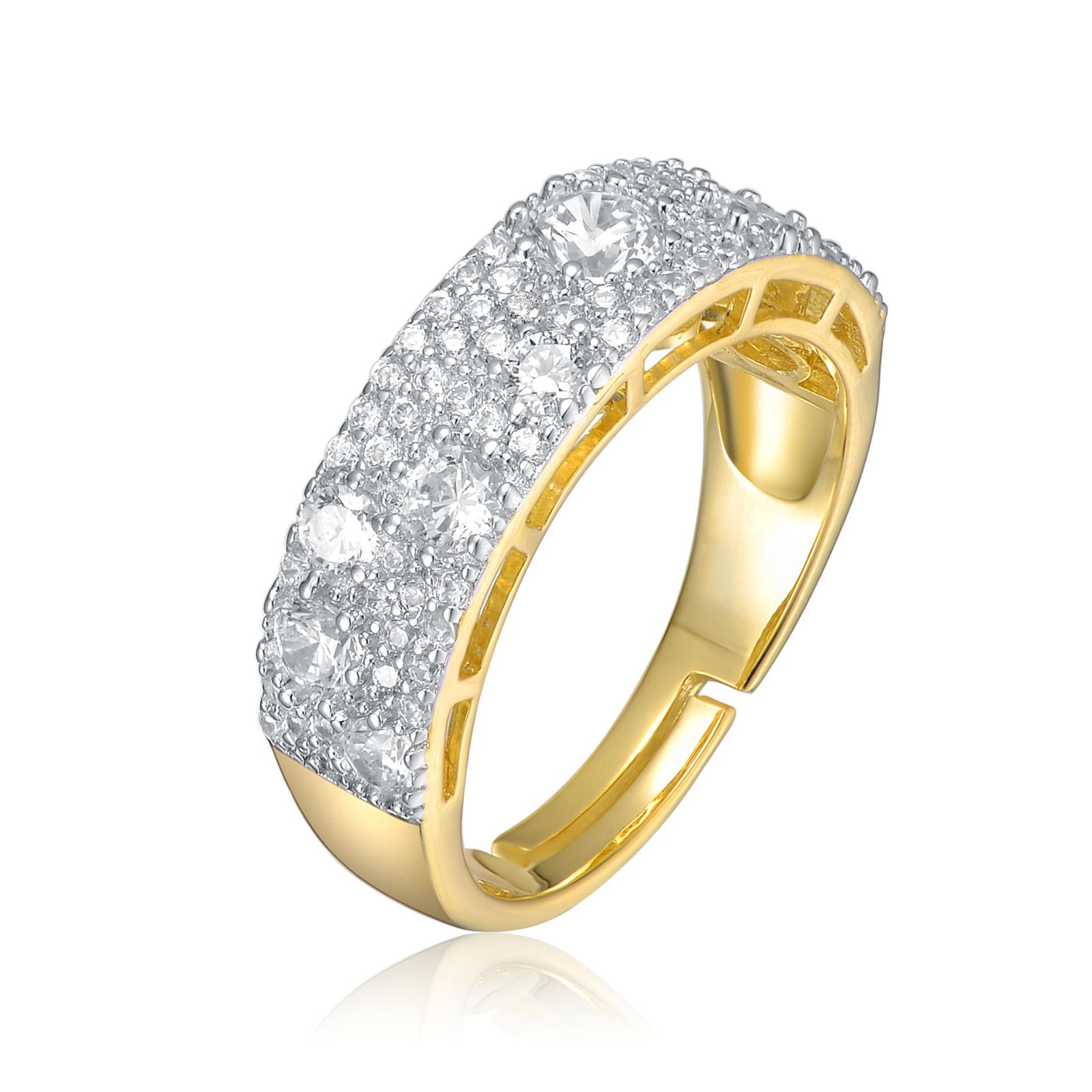 Genevive кольцо с напылением 14K Gold Plated Multi-Dimensional CZ Pave Band