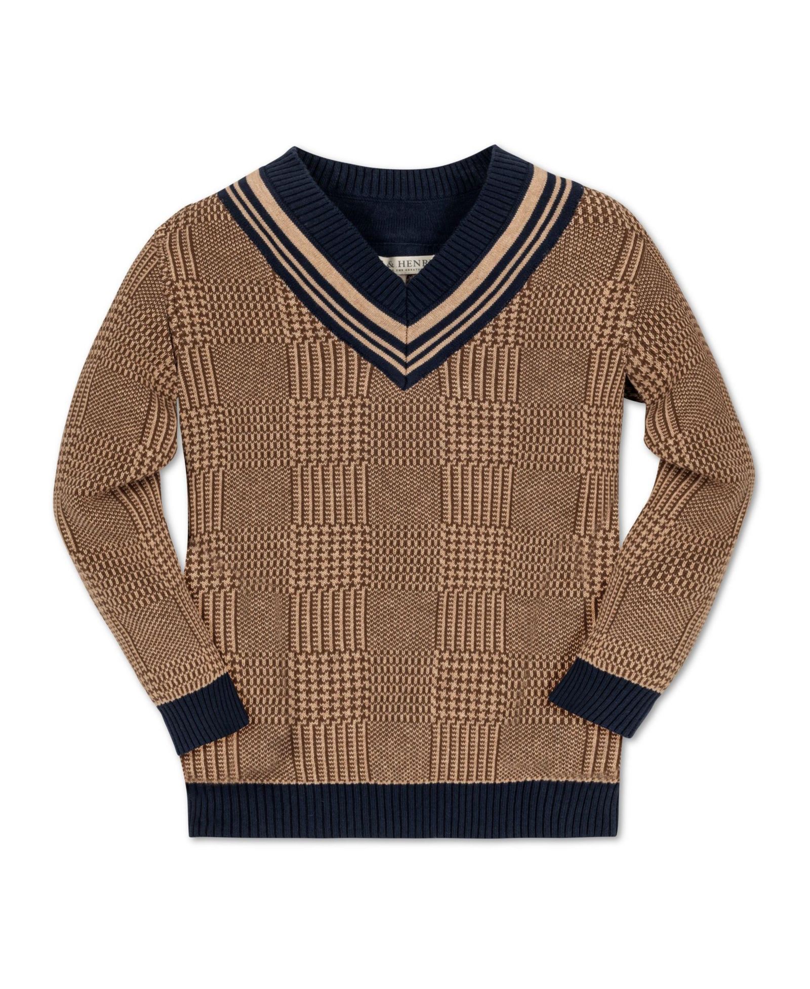 Свитер Hope & Henry для мальчиков Organic Long Sleeve V-Neck Intarsia Cricket