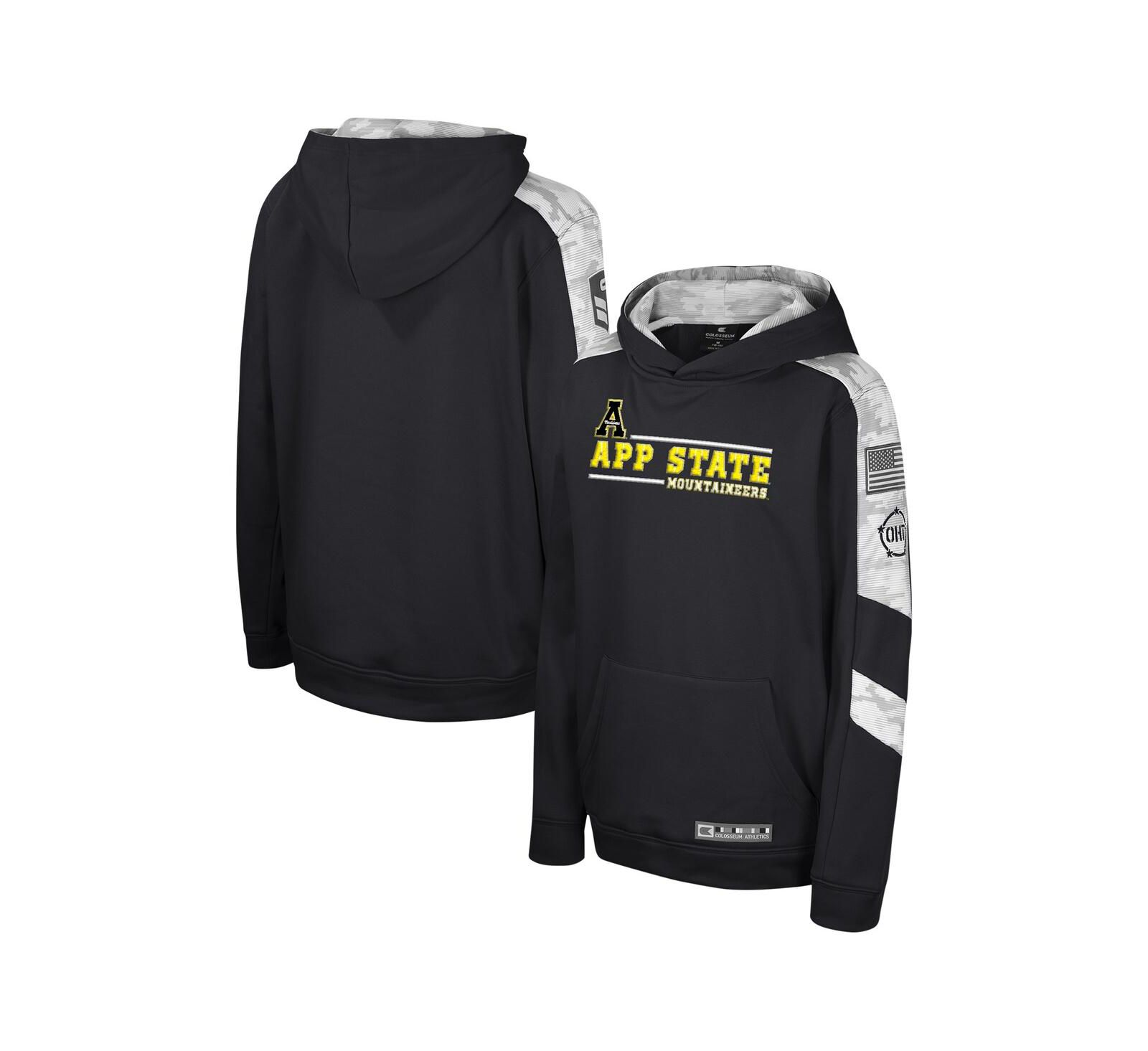 Худи Colosseum для мальчиков и девочек, черный цифровой камуфляж Appalachian State Mountaineers OHT Military Appreciation