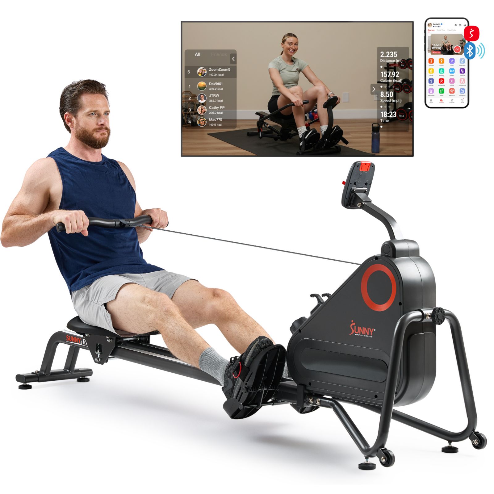 Гребной тренажер Sunny Health & Fitness Smart Magnetic
