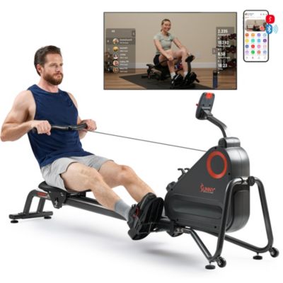 Sunny Health & Fitness Smart Magnetic Rowing Machine with Quiet Dual Rail, 16 Resistance Levels & Performance Tracking via SunnyFit App
