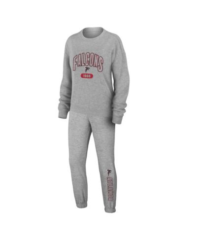 WEAR by Erin Andrews Women's Heather Gray Atlanta Falcons Knit Long Sleeve Tri-Blend T-Shirt & Pants Sleep Set