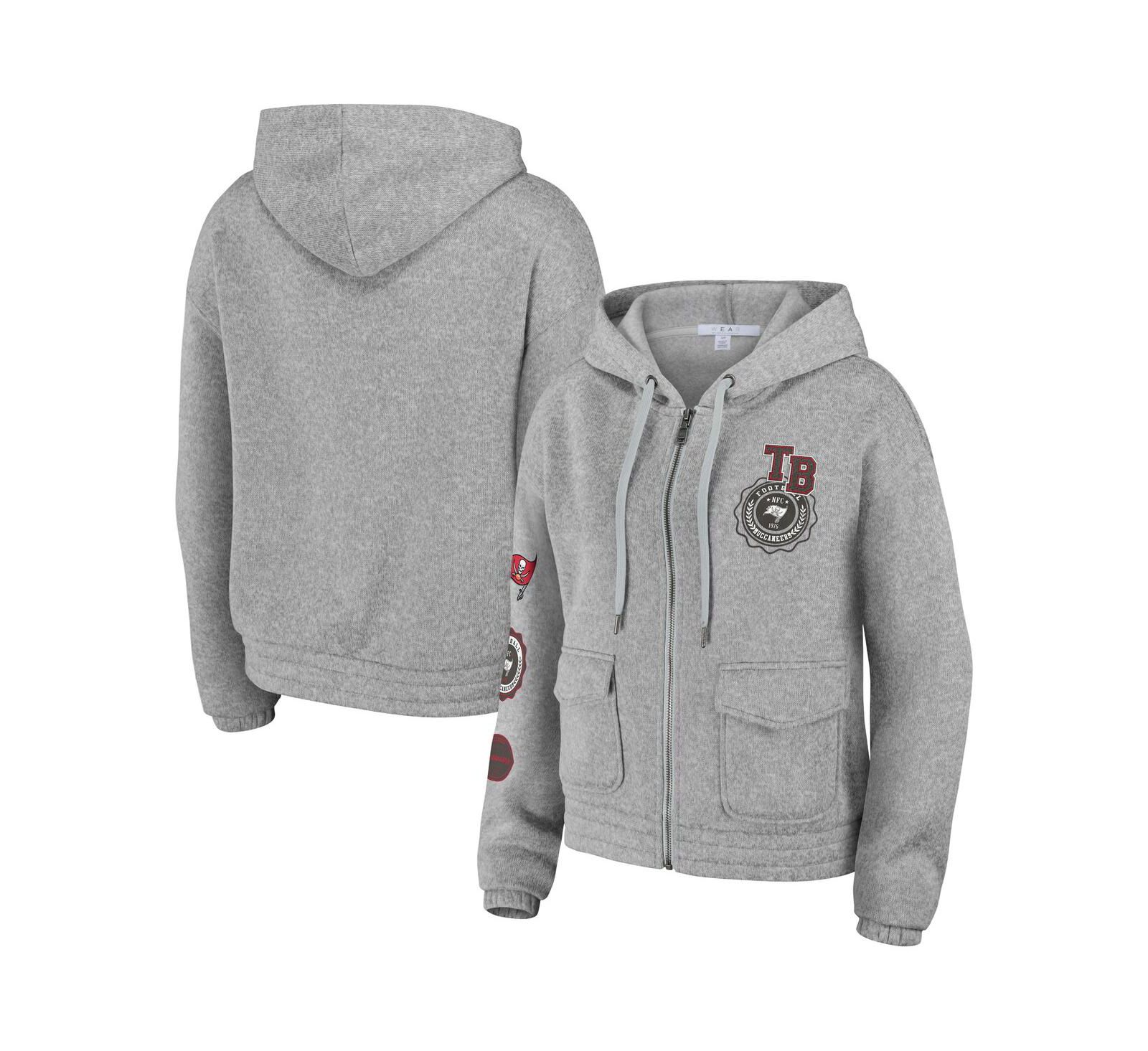 Женское худи WEAR by Erin Andrews Heather Gray Tampa Bay Buccaneers Full-Zip