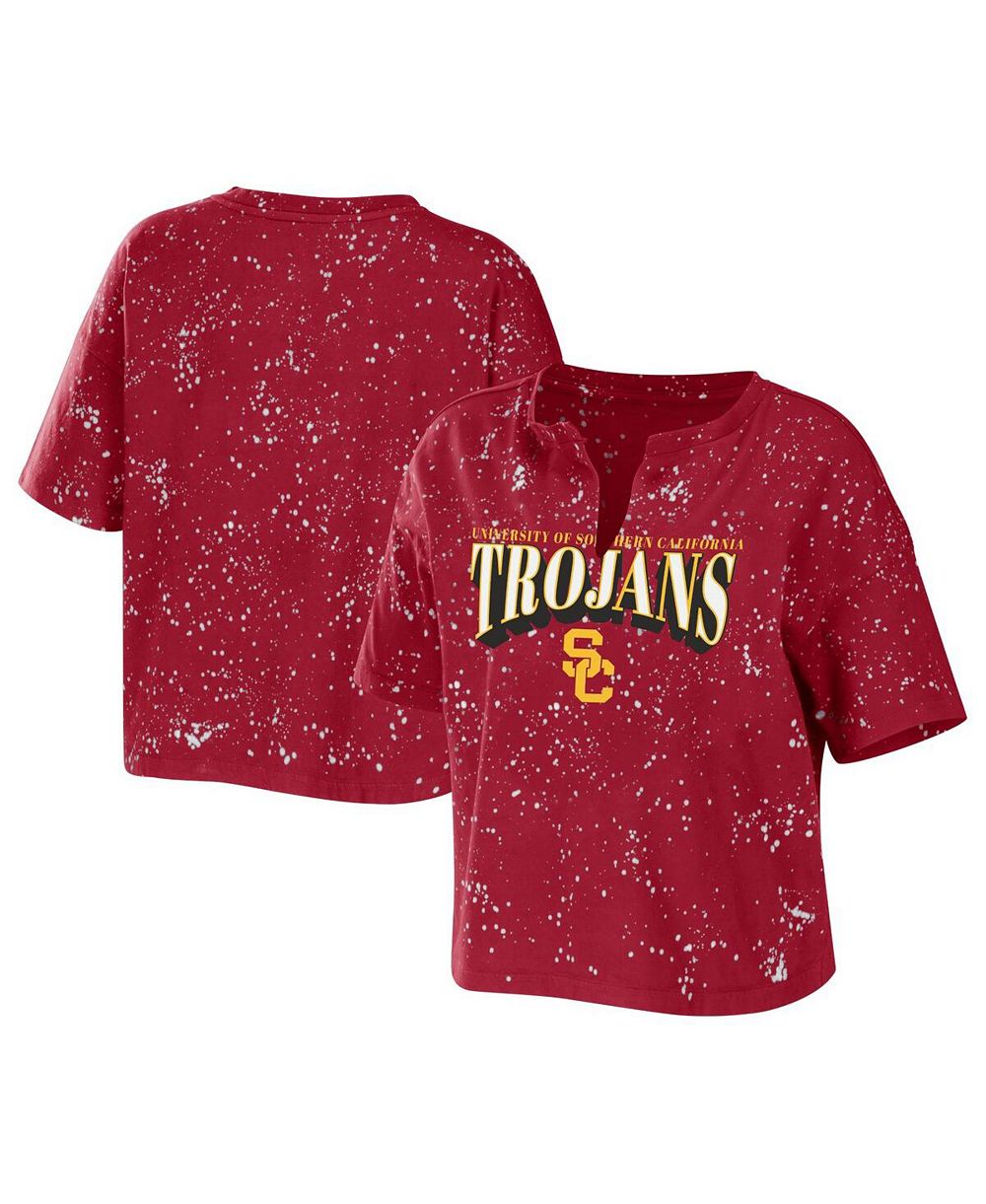 Женская укороченная футболка WEAR by Erin Andrews Cardinal USC Trojans с эффектом выцветания