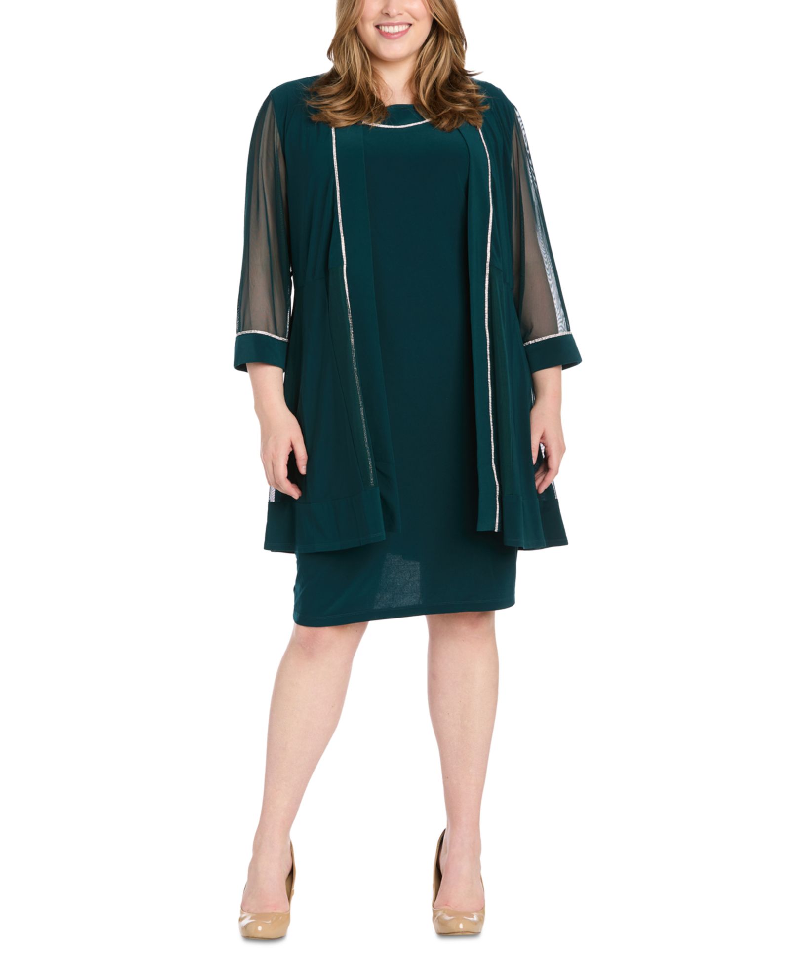 R & M Richards Plus Size Rhinestone-Trim Jacket & Sheath Dress