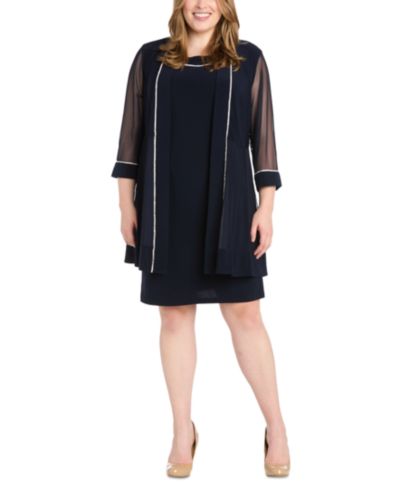 R & M Richards Plus Size Rhinestone-Trim Jacket & Sheath Dress