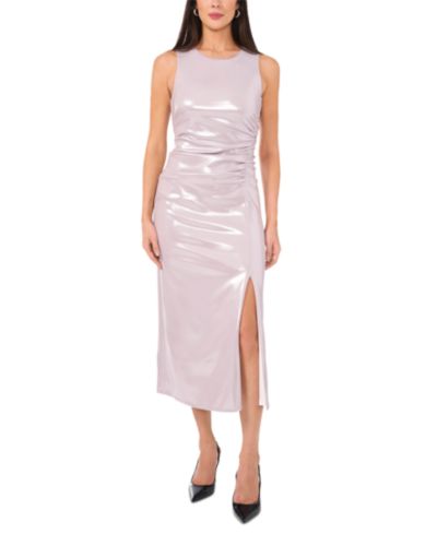 1.STATE Women's Asymmetric Ruched Metallic Midi Dress
