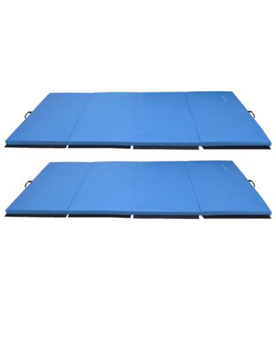 Складной гимнастический мат универсальный BalanceFrom Fitness 120x48in, синий (2 шт.)