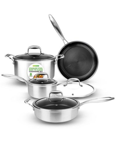 Набор кастрюль и сковород NutriChef Kitchenware - Triply Stainless Steel с антипригарным покрытием (8-Piece Set)