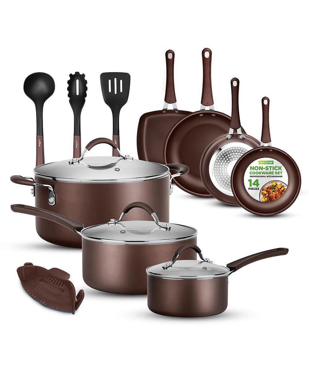 NutriChef Kitchenware Pots & Pans Set – High-qualified Basic Kitchen Cookware Set, Non-Stick (14-Piece Set)