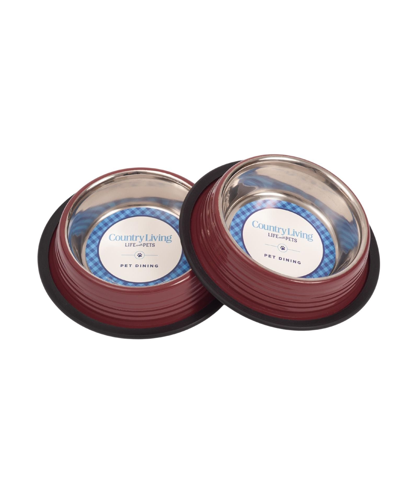 Country Living Set of 2 Ribbed Non-Slip Stainless Steel Pet Bowls - Durable and Safe Dog Bowls