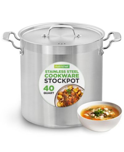 Кастрюля NutriChef из нержавеющей стали на 40 кварт, индукционная, с крышкой