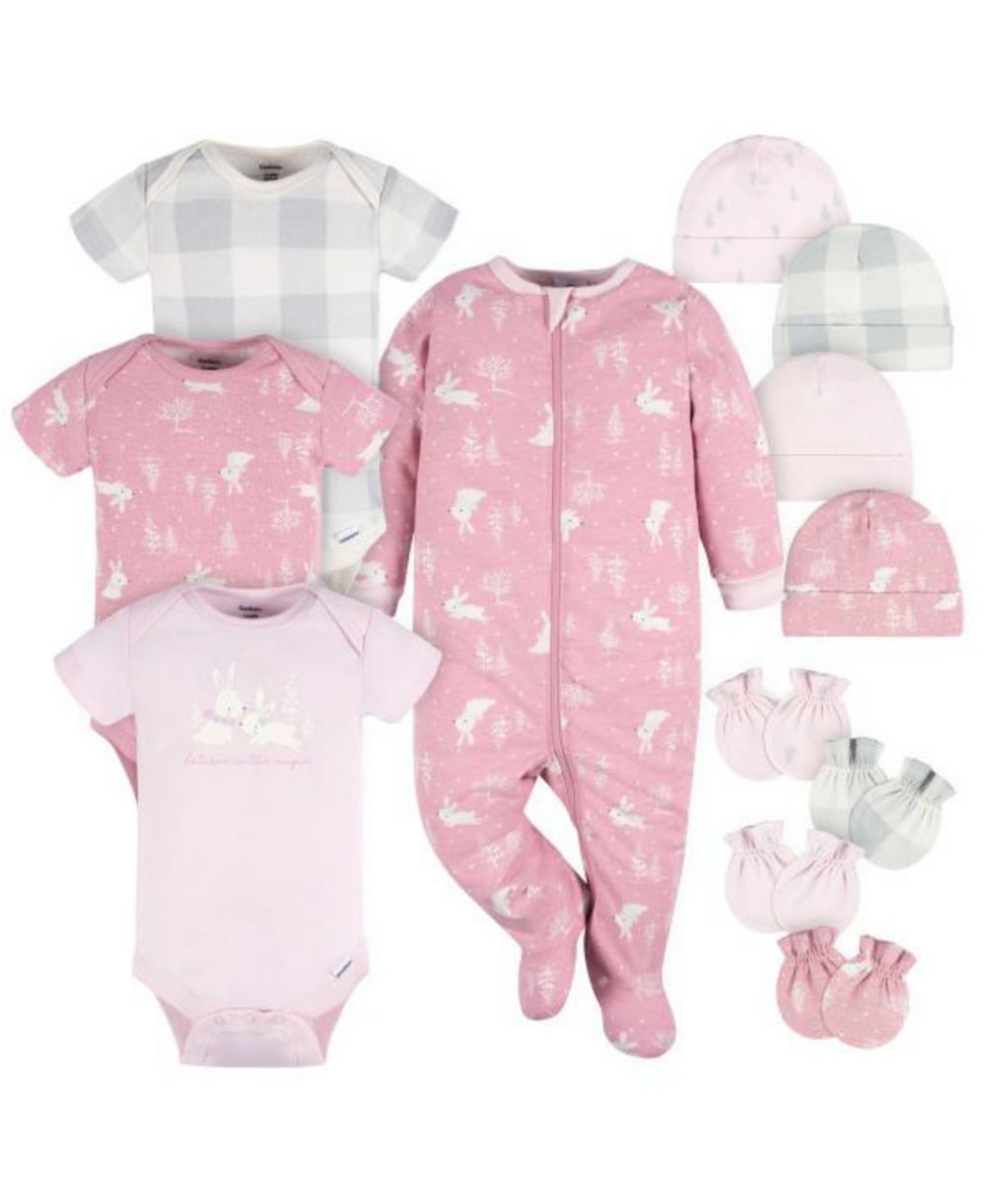Набор вещей для новорожденных Gerber Baby Girls Essentials 12-Piece Layette Bundle, Acorns