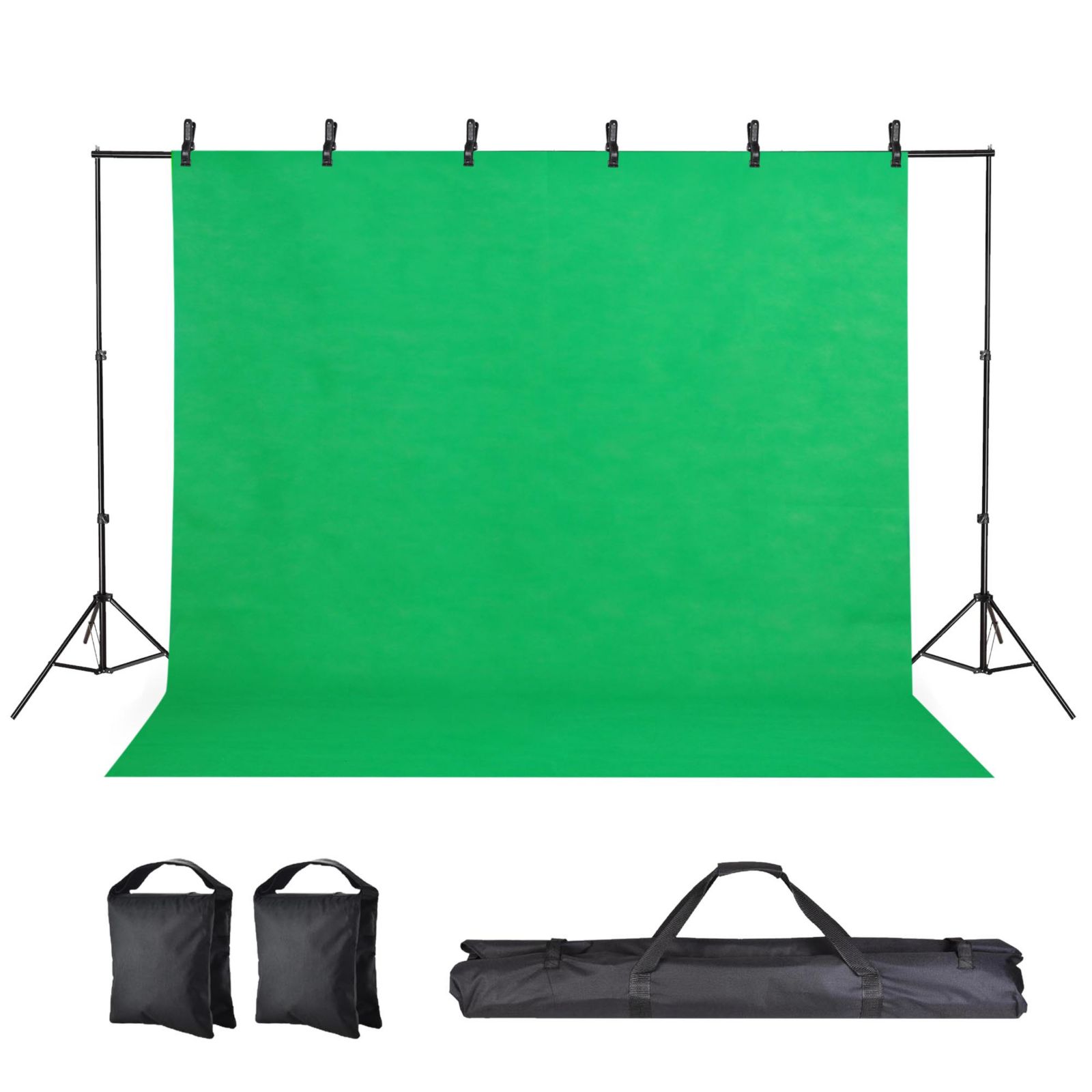 Yescom 7x10Ft Backdrop Support Stand Kit with Green Non-Woven Backdrop for Photography and Video