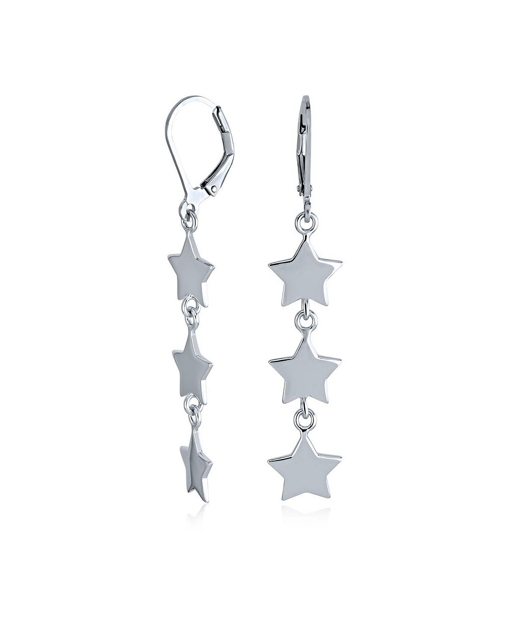 Bling Jewelry Multi Tier Long Celestial Star Dangle Earrings Sterling Silver Lever Back