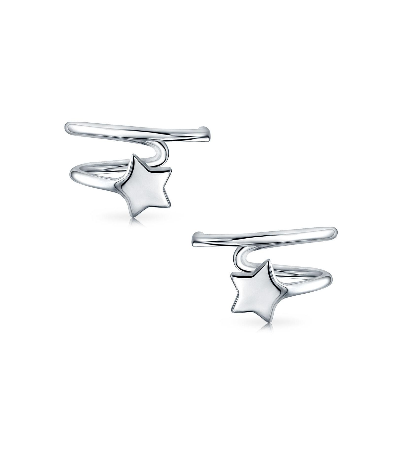 Серьги-каффы Bling Jewelry Celestial Star Cartilage Ear Cuffs Wrap Helix из стерлингового серебра.925