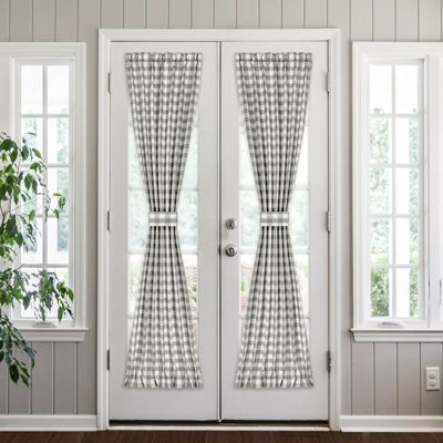 Kate Aurora Plaid Country Farmhouse French Door Curtain Panel With Matching Tieback