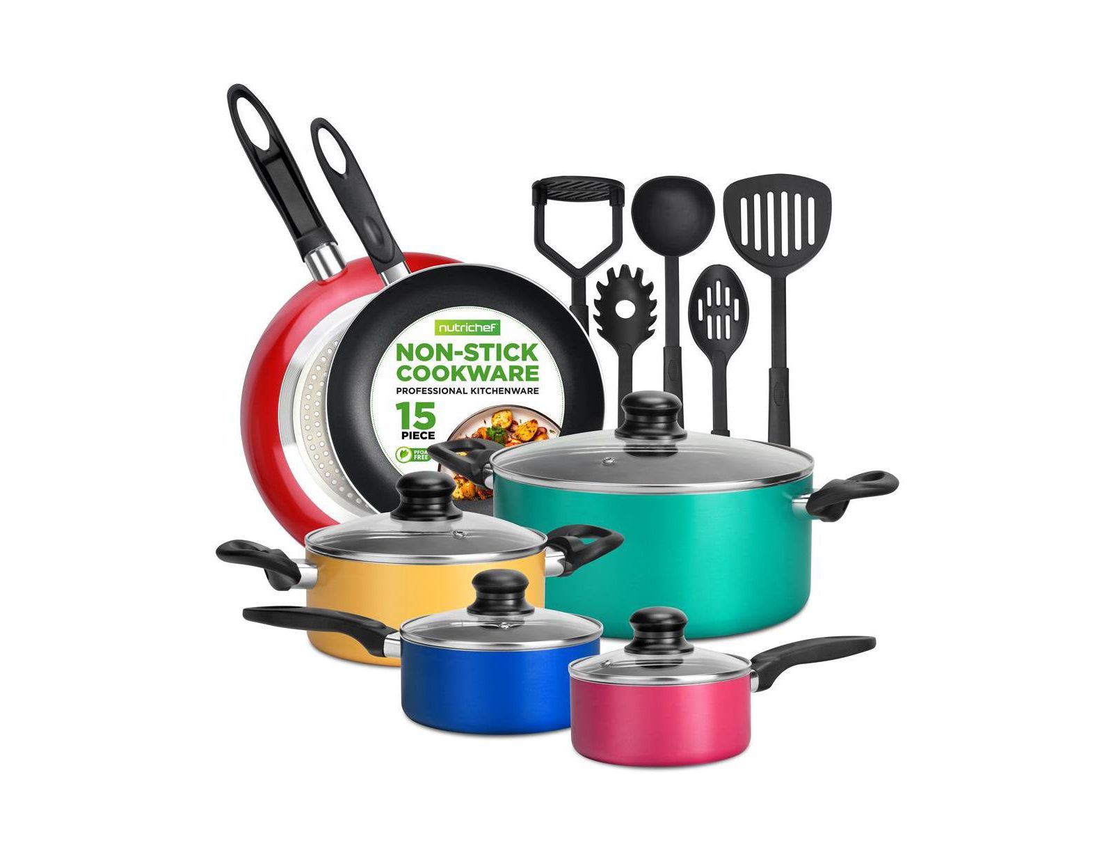 NutriChef Nonstick Cookware Set, 15-Piece
