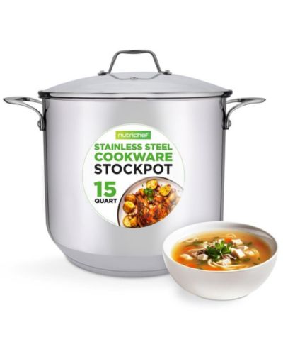 Кастрюля NutriChef из нержавеющей стали, 15 квартов, для индукционных плит, с крышкой
