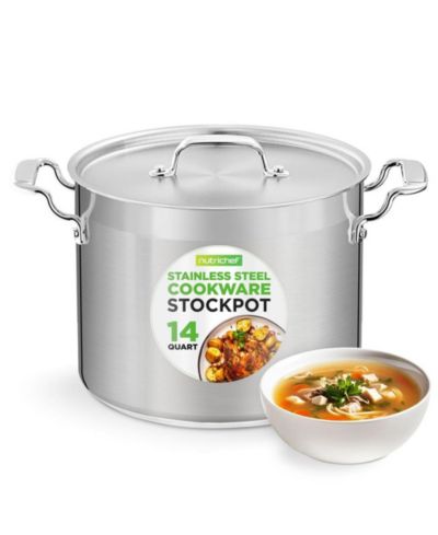 Кастрюля NutriChef из нержавеющей стали, 14 Quart, для индукции с крышкой