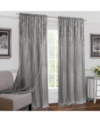 Kate Aurora Traditional Home 2 Pack Double Layered Embroidered Floral Sheer Curtains