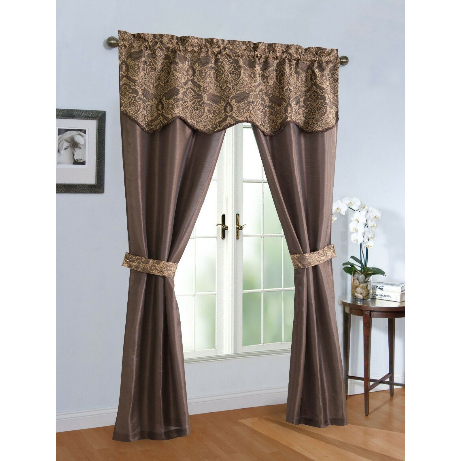 Комплект штор Kate Aurora 5 Piece Sheer Curtain and Valance Set - 52 in. W x 84 in. L, Sage Green