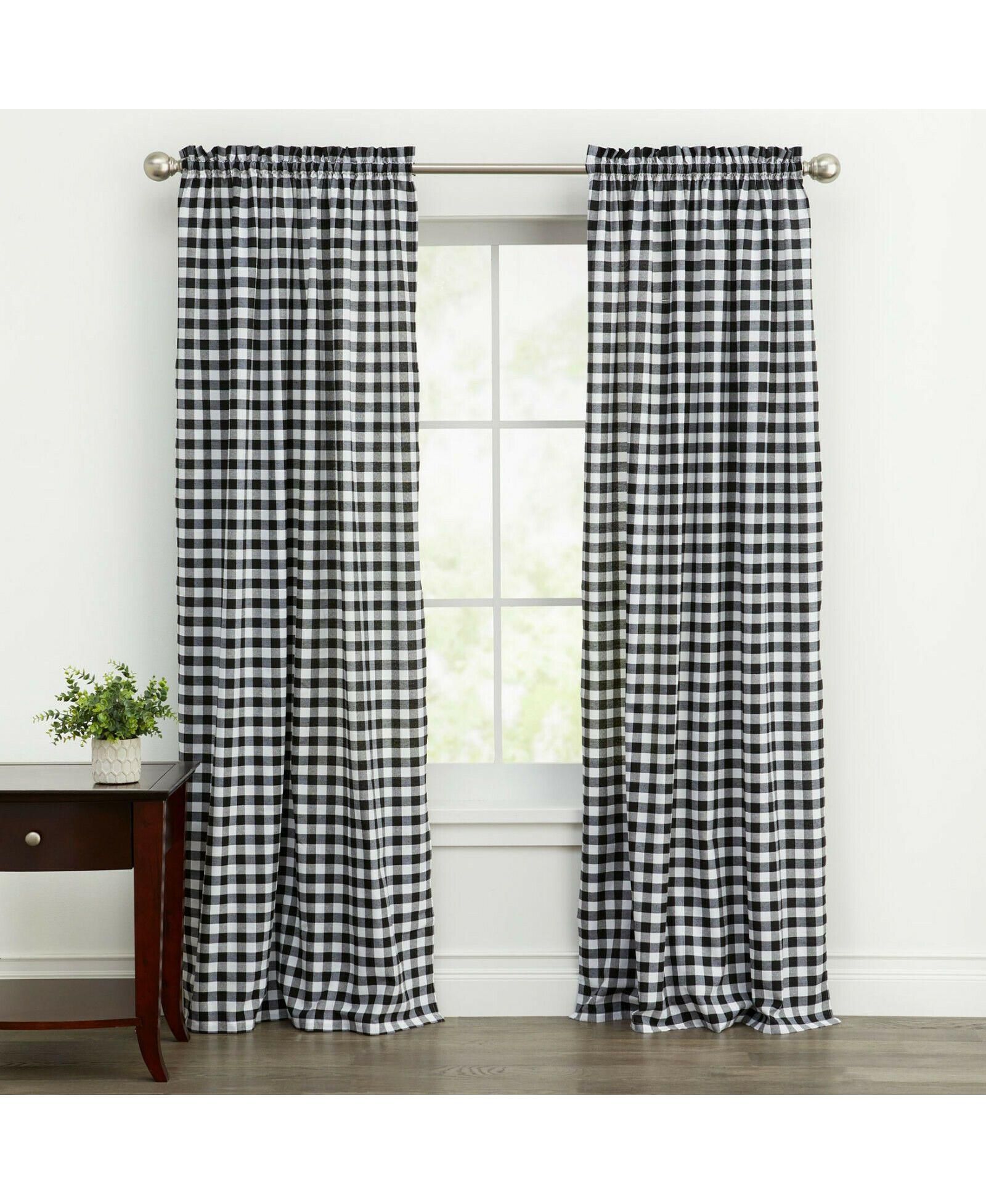 Одиночная оконная штора Kate Aurora Country Farmhouse Buffalo Check Plaid Gingham