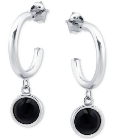 Giani Bernini Серьги-кольца Onyx Bezel, 18k Gold-Plated Sterling Silver
