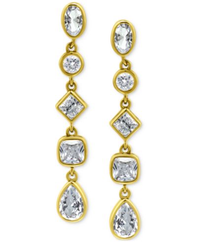 Giani Bernini серьги-подвески с кубическим цирконием в золоте 18k поверх серебра