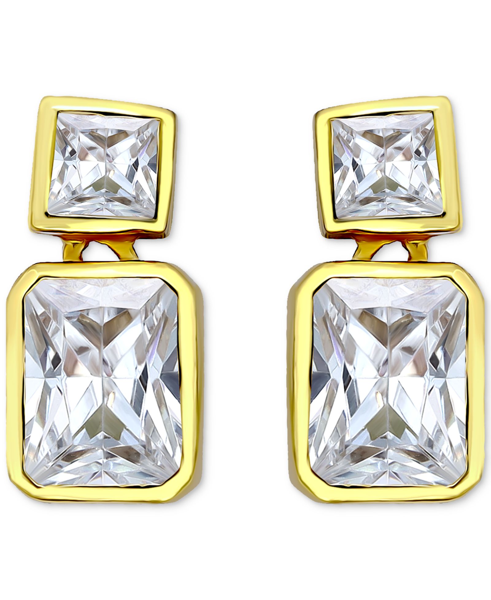Серьги Giani Bernini Cubic Zirconia Octagon & Square Drop, 18k Gold-Plated Sterling Silver