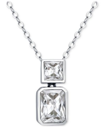 Подвеска-ожерелье Giani Bernini Cubic Zirconia Octagon & Square, стерлинговое серебро с 18k золотым напылением, 16" + 2" удлинитель