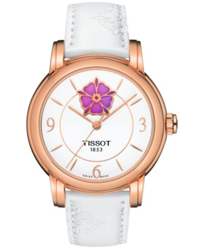 Женские швейцарские автоматические часы Tissot Lady Heart Powermatic 80 с белым ремешком, 35 мм