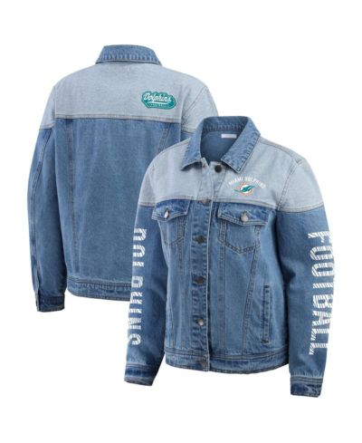 WEAR by Erin Andrews Women's Miami Dolphins Full-Button Denim Jacket