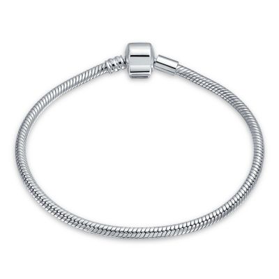Bling Jewelry Sterling Silver Snake Chain Bracelet Fits European Beads Barrel Clasp 8"