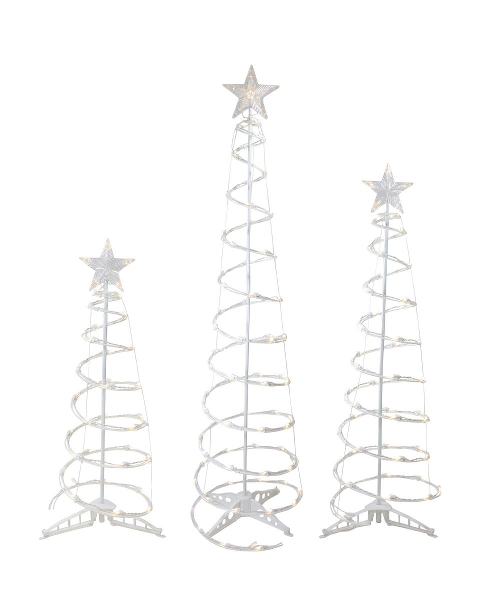 Northlight 3' 4' and 6' Lighted Warm White Outdoor Spiral Christmas Cone Trees Set of 3 LED